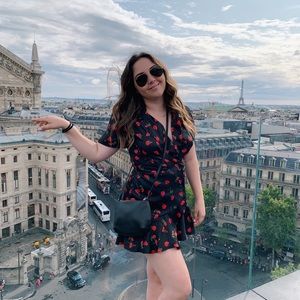 Zara black wrap dress with floral